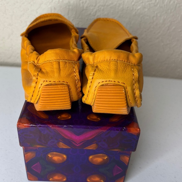 Diana Warner Tangerine Orange Leather Foldy Driving Loafer Women's Size 38/7 - Picture 4 of 11